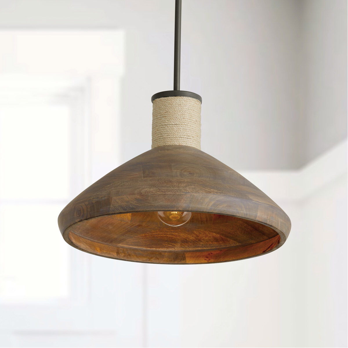 Jacob 1 Light 18 inch Grey Wash and Iron Silk Pendant Ceiling Light
