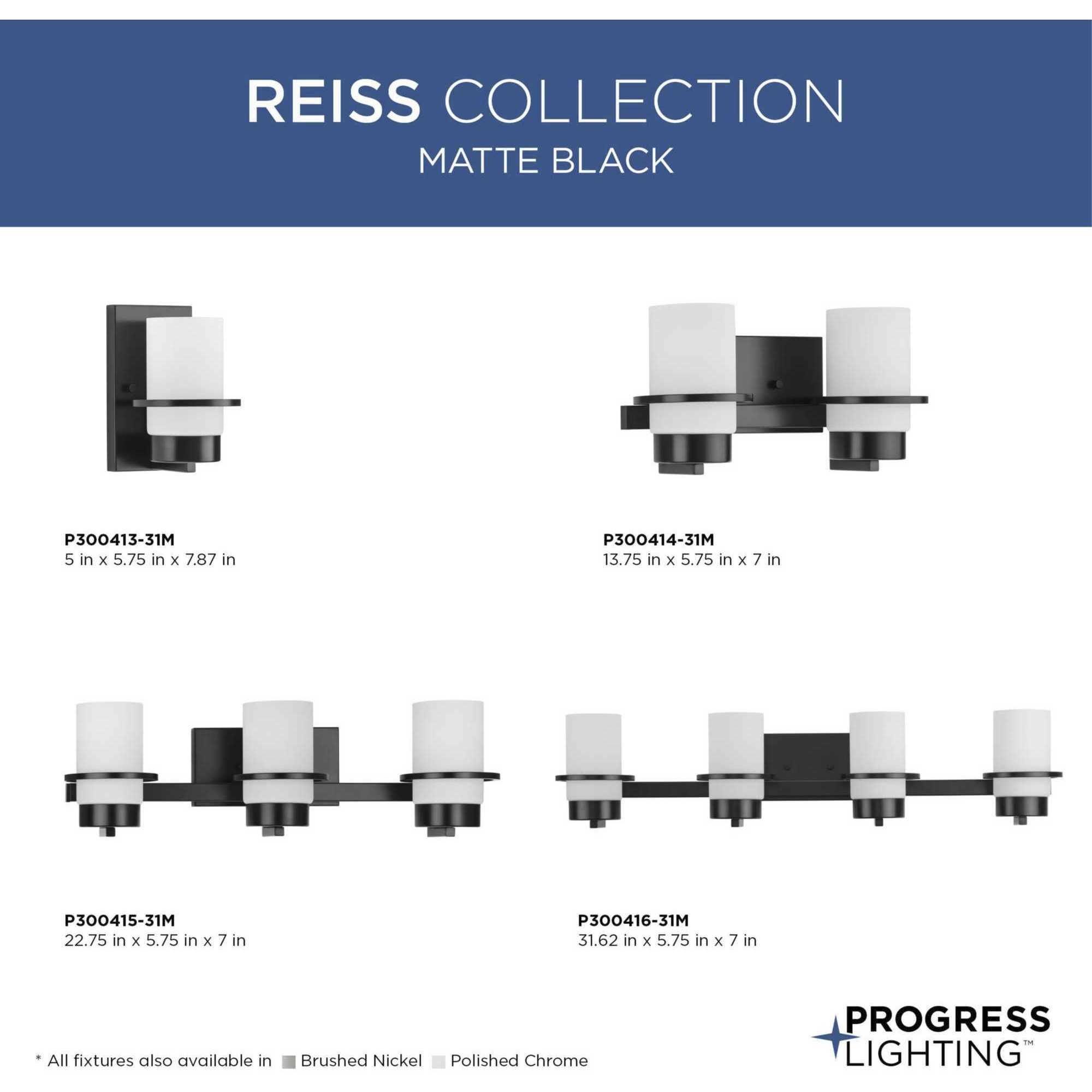 Reiss 2 Light 13.75 inch Matte Black Vanity Light Wall Light