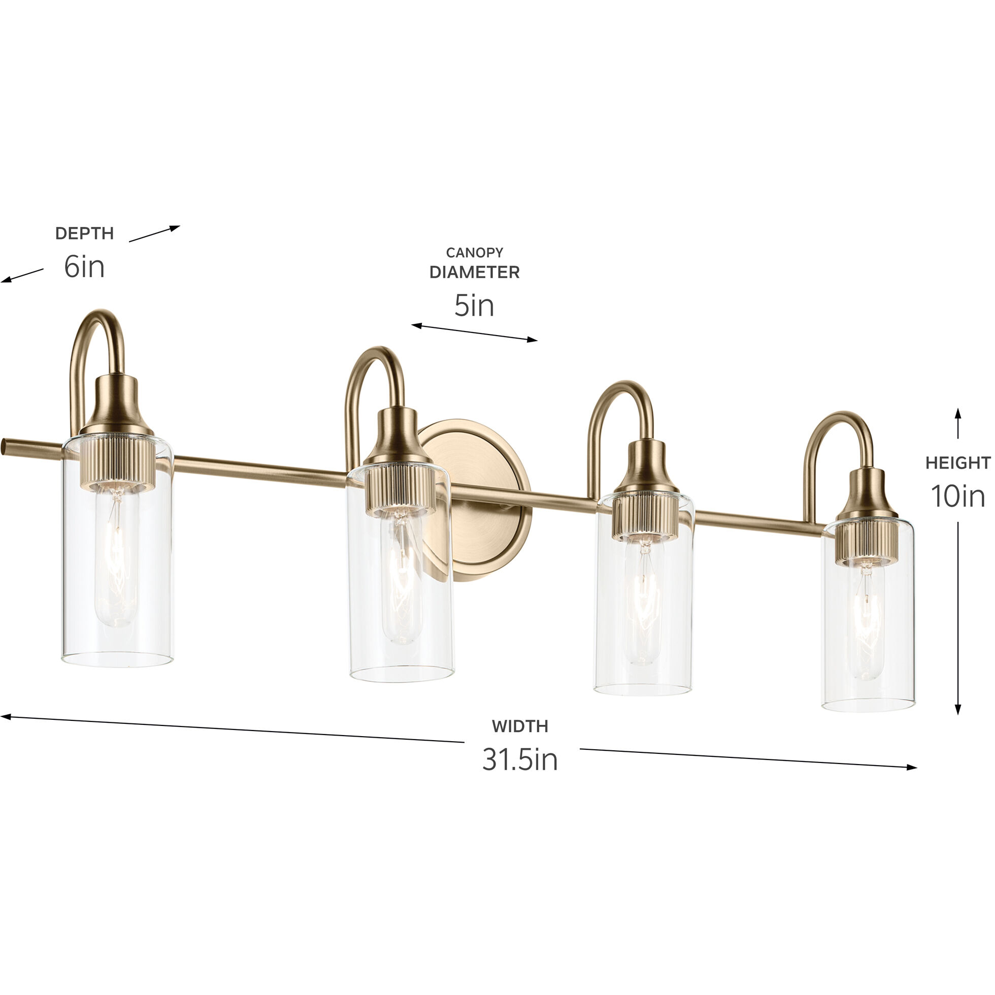 Kavi 4 Light 31.5 inch Champagne Bronze Vanity Light Wall Light