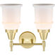 Caden LED 15 inch Satin Brass Bath Vanity Light Wall Light in Matte White Glass