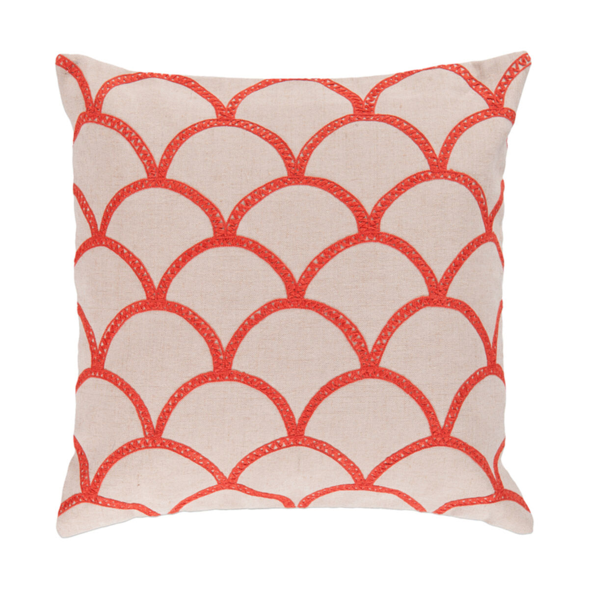 Meadow 18 X 18 inch Cream and Bright Orange Throw Pillow