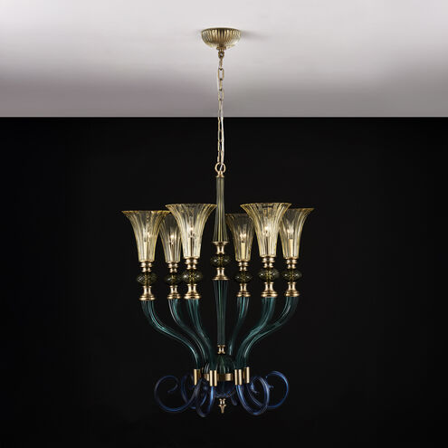 Tinta 6 Light 28 inch Winter Brass Pendant Ceiling Light in Firenze Clear