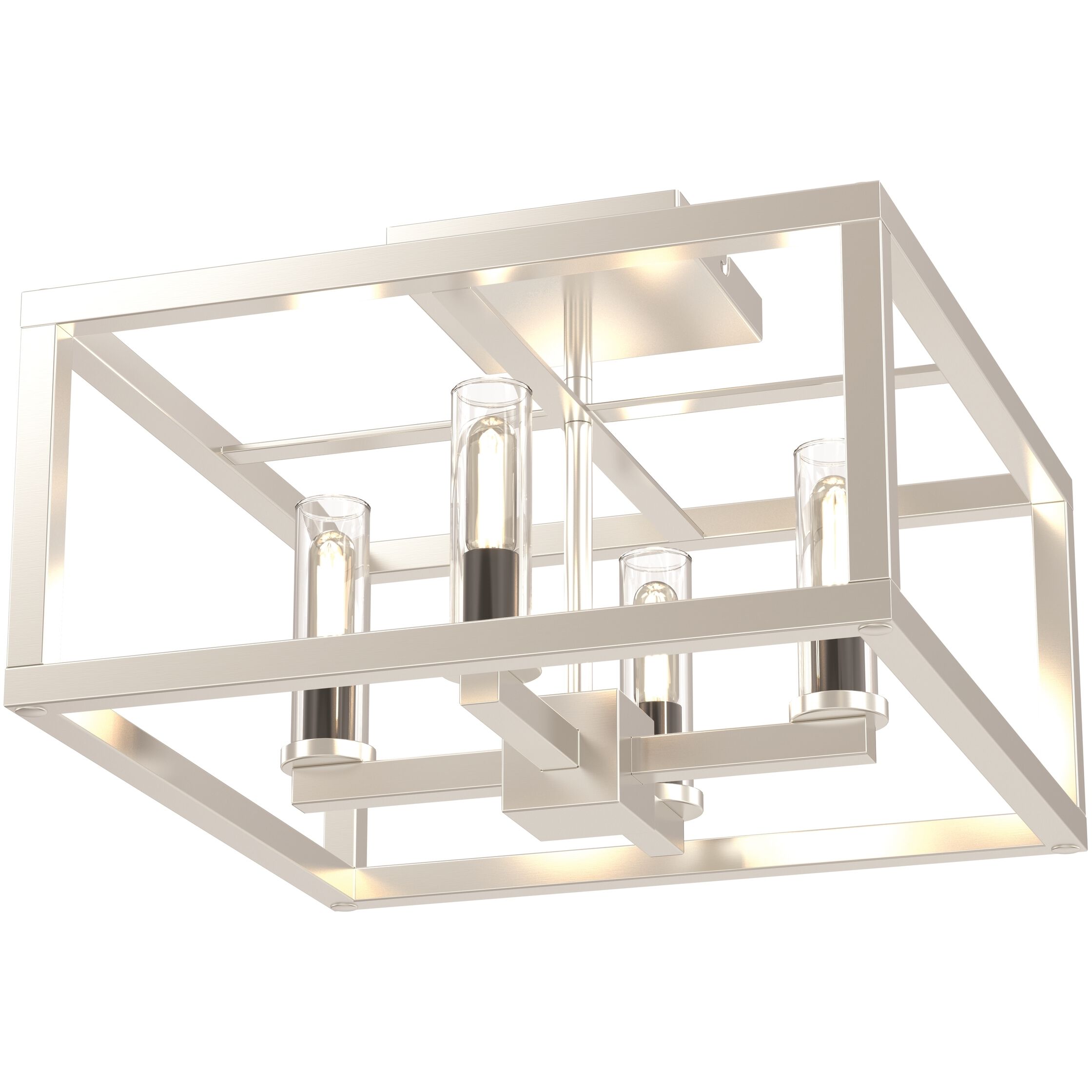 Sambre 4 Light 13.75 inch Multiple Finishes and Buffed Nickel Semi-flush Mount Ceiling Light in Clear Glass