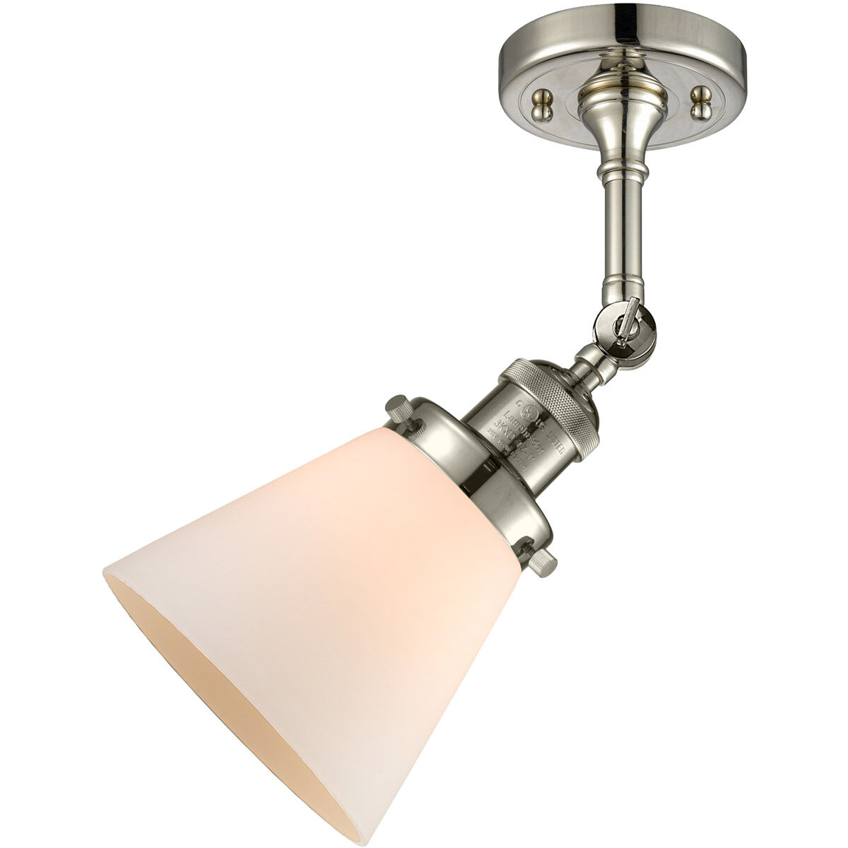 Franklin Restoration Small Cone 1 Light 6 inch Polished Nickel Sconce Wall Light in Matte White Glass, Franklin Restoration