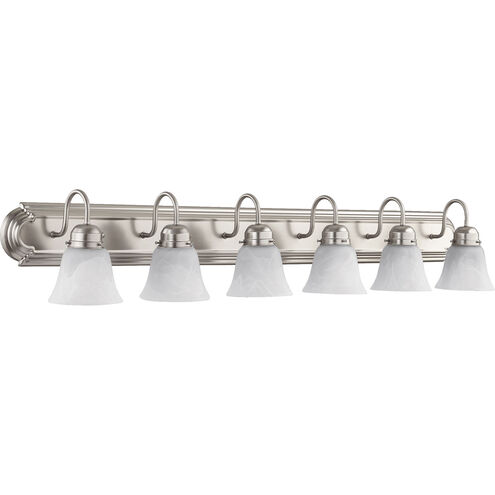 Fort Worth 6 Light 48 inch Satin Nickel Vanity Light Wall Light in Faux Alabaster