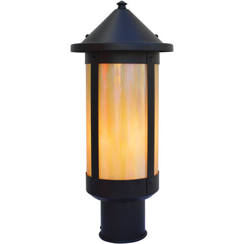Berkeley 1 Light 13.62 inch Verdigris Patina Post Mount in Amber Mica