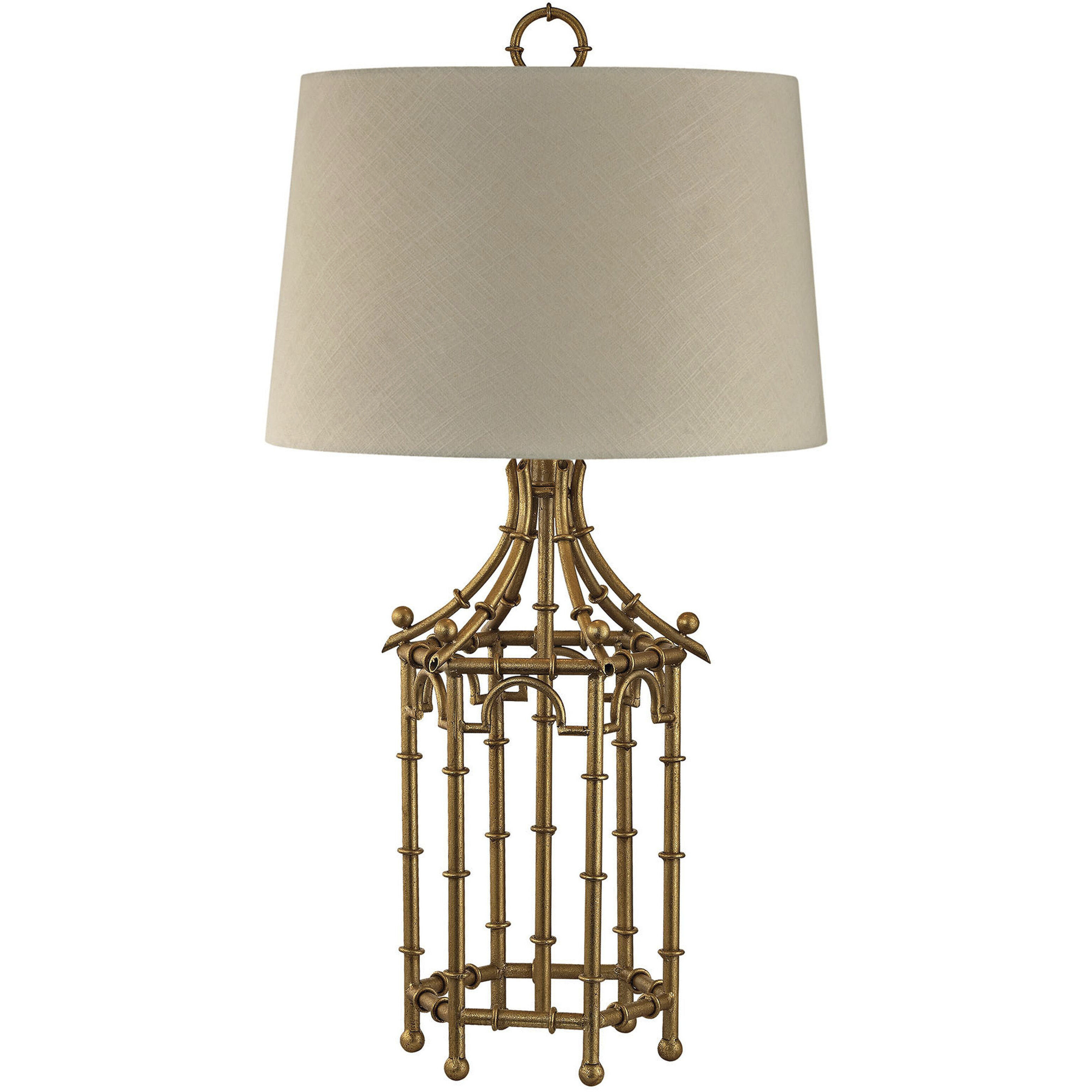 Bamboo Birdcage 32.25 inch 150 watt Gold Leaf Table Lamp Portable Light