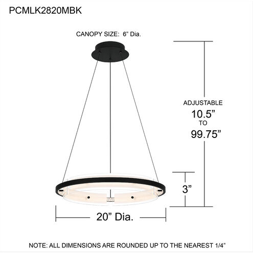 Malik 20 inch Matte Black Pendant Ceiling Light