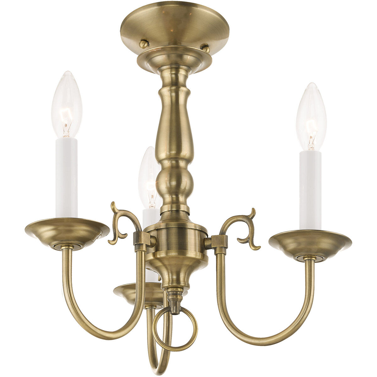 Williamsburgh 3 Light 14 inch Antique Brass Mini Chandelier Ceiling Light