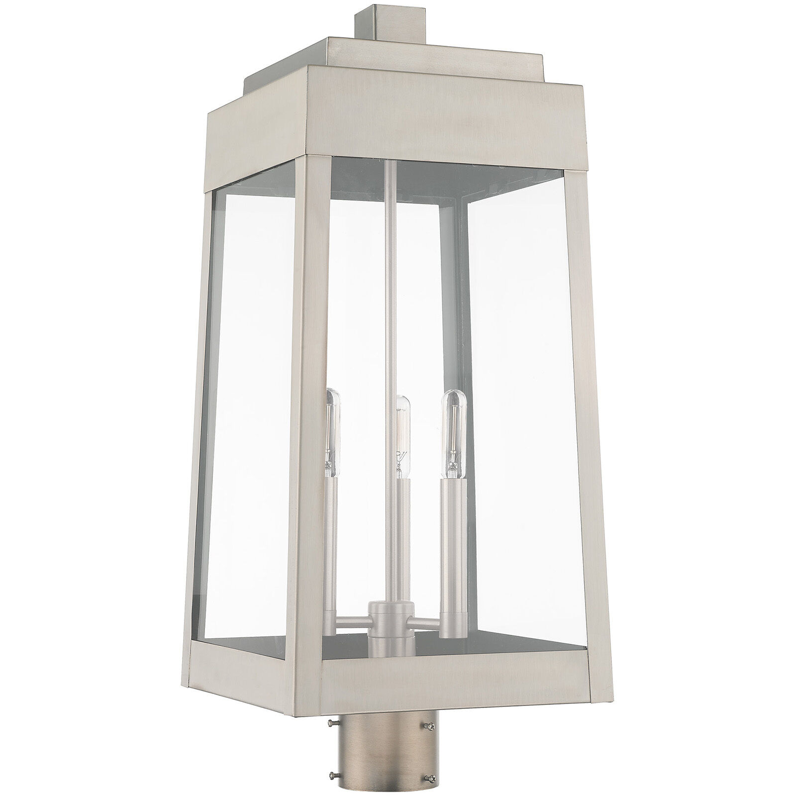 Oslo 3 Light 25 inch Brushed Nickel Outdoor Post Top Lantern