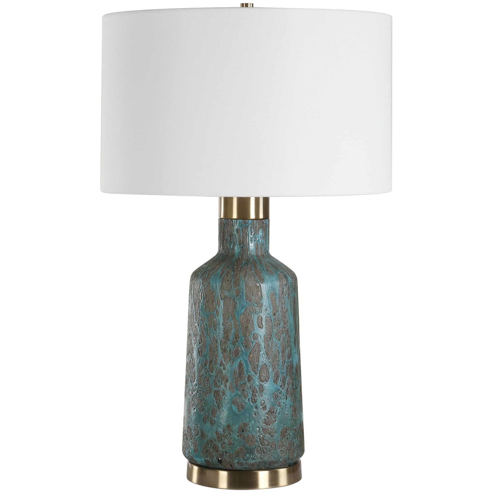 Dauphine 27.25 inch 150.00 watt Teal Glaze and Antique Brass Table Lamp Portable Light