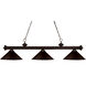 Riviera 3 Light 57 inch Bronze Billiard Ceiling Light in Bronze Metal, 16