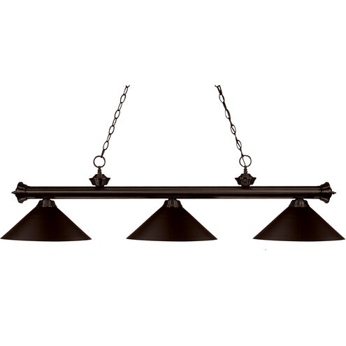 Riviera 3 Light 57 inch Bronze Billiard Ceiling Light in Bronze Metal, 16