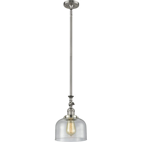 Franklin Restoration Bell LED 8 inch Brushed Satin Nickel Mini Pendant Ceiling Light in Seedy, Franklin Restoration