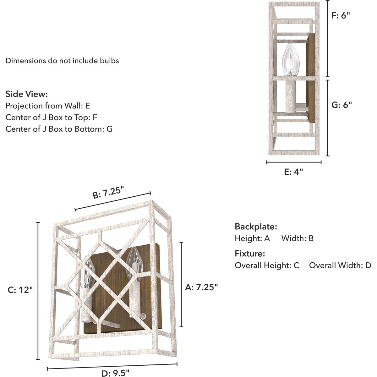 Langwood 2 Light 9.5 inch Distressed White Wall Sconce Wall Light