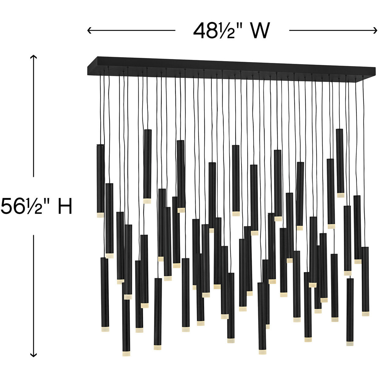 Harmony LED 48 inch Black Chandelier Ceiling Light, Linear & Oval
