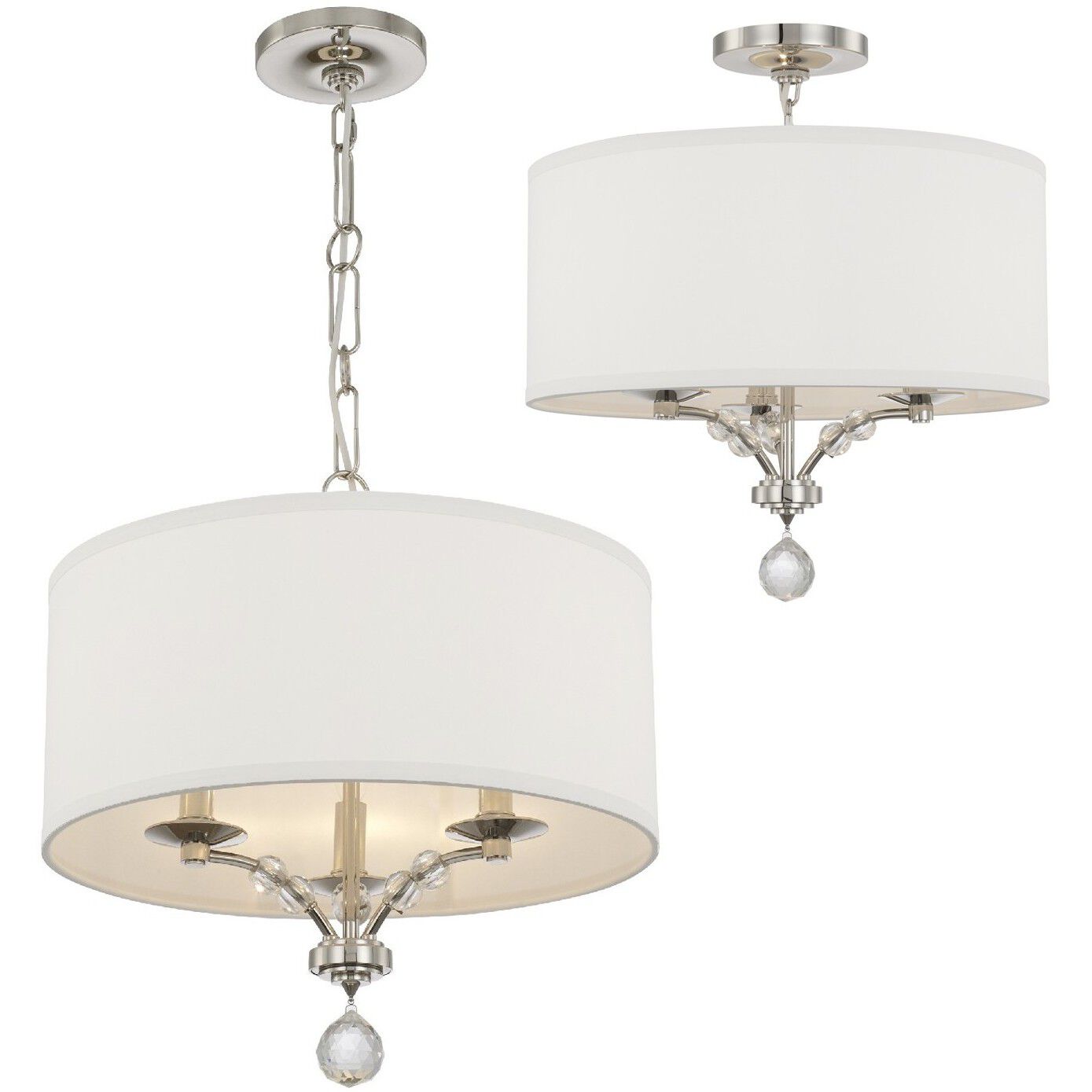 Mirage 3 Light 18 inch Polished Nickel Semi Flush Ceiling Light