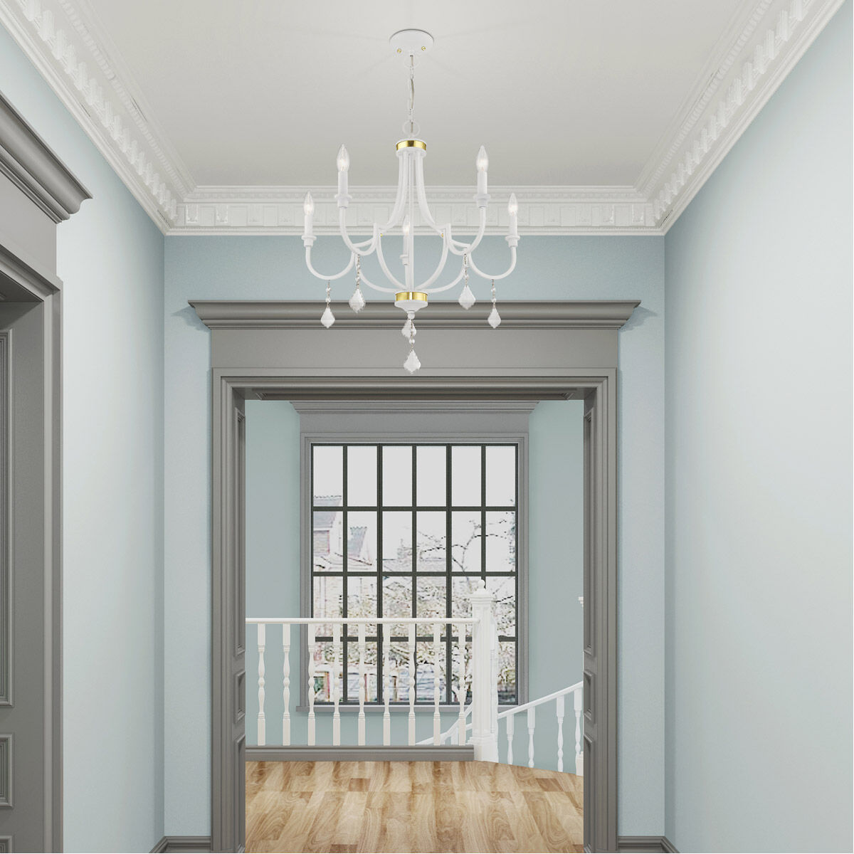 Glendale 5 Light 25 inch White Chandelier Ceiling Light