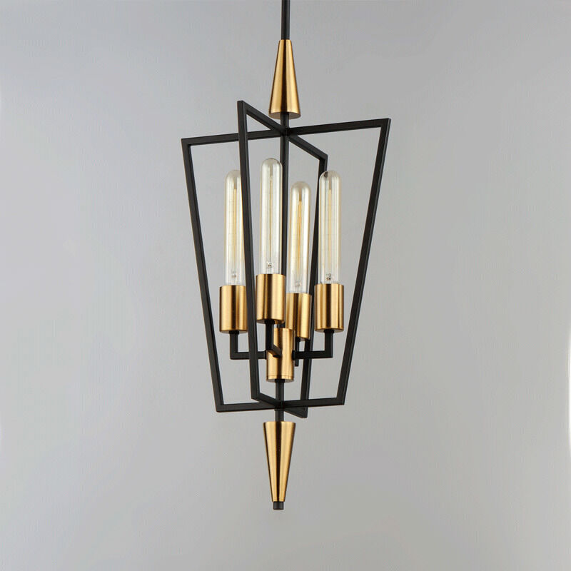 Wings 4 Light 12 inch Black/Satin Brass Multi-Light Pendant Ceiling Light