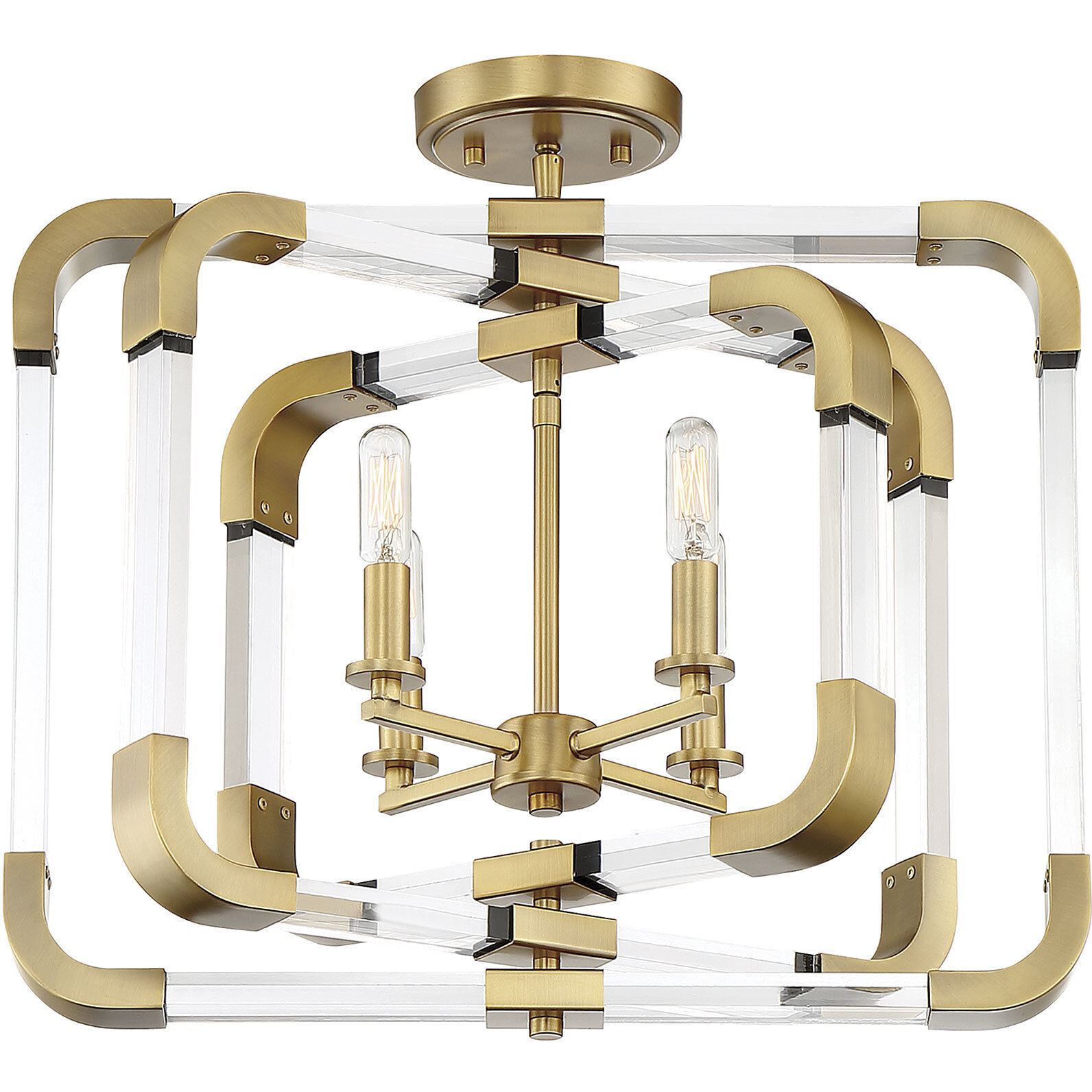 Rotterdam 4 Light 20 inch Warm Brass Convertible Semi-Flush or Pendant Ceiling Light, Essentials