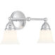 Sophie 2 Light 16.5 inch Chrome with Shiny Opal Vanity Light Wall Light