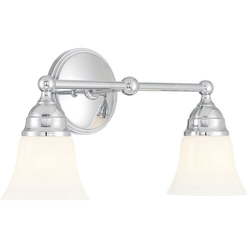 Sophie 2 Light 16.5 inch Chrome with Shiny Opal Vanity Light Wall Light