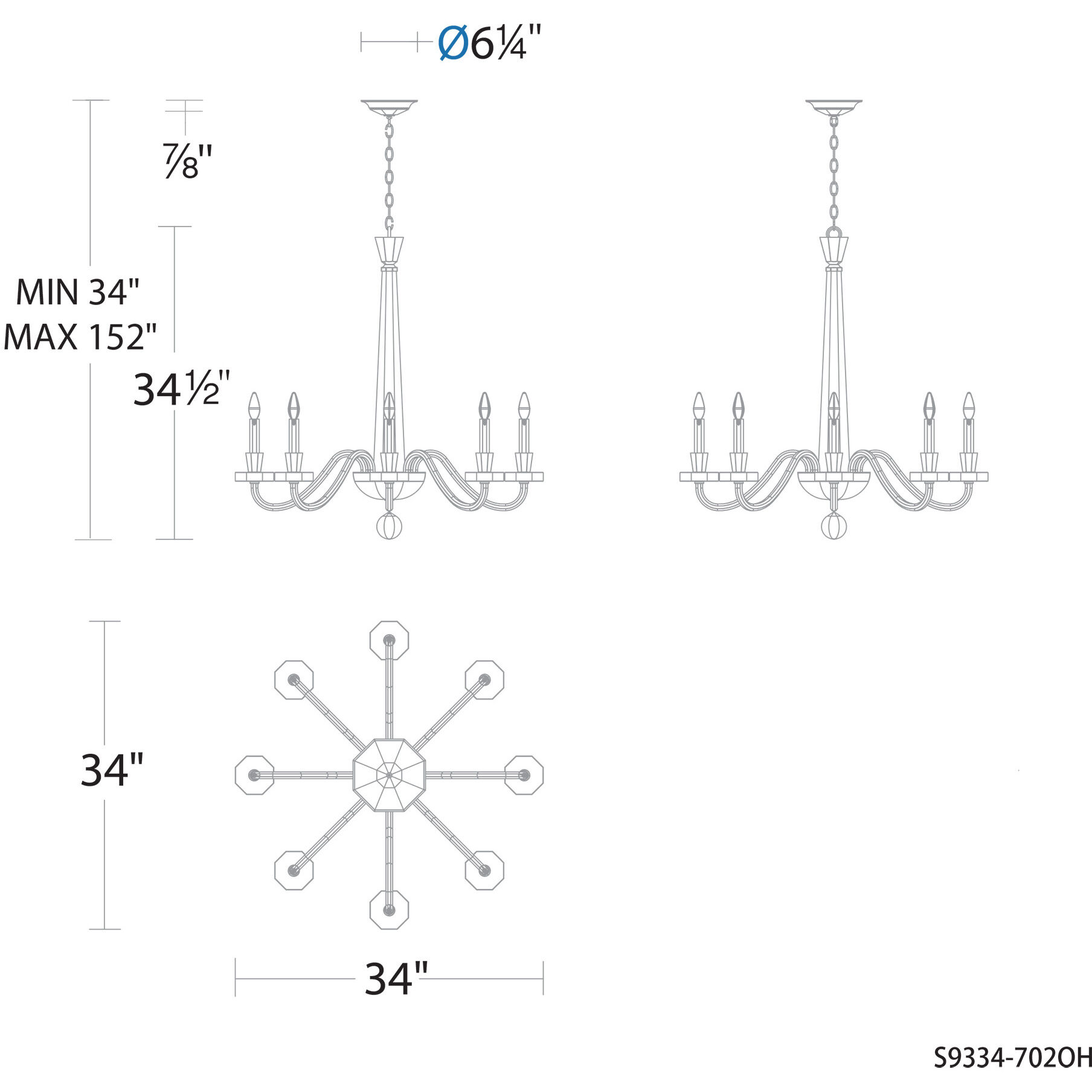 Amadeus 8 Light 34 inch Black Chandelier Ceiling Light, Schonbek Signature