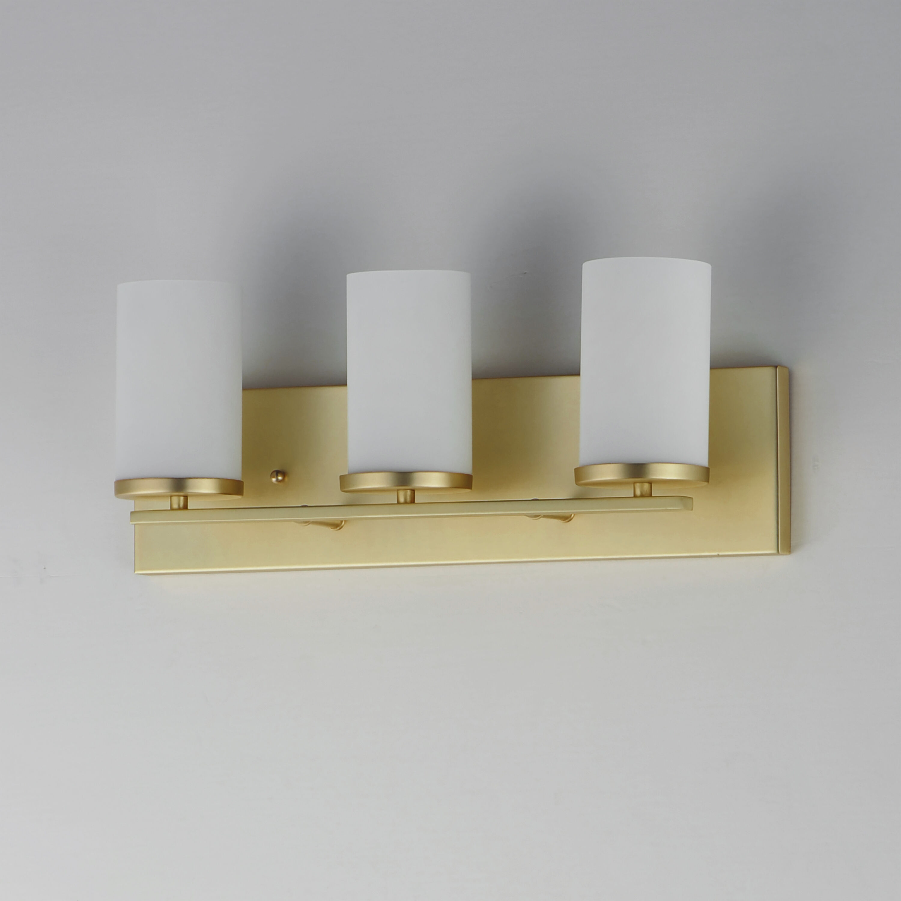 Lateral 3 Light 20 inch Satin Brass Bath Vanity Wall Light in Satin White