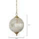 Crystal 1 Light 12.5 inch Antique Gold Orb Pendant Ceiling Light