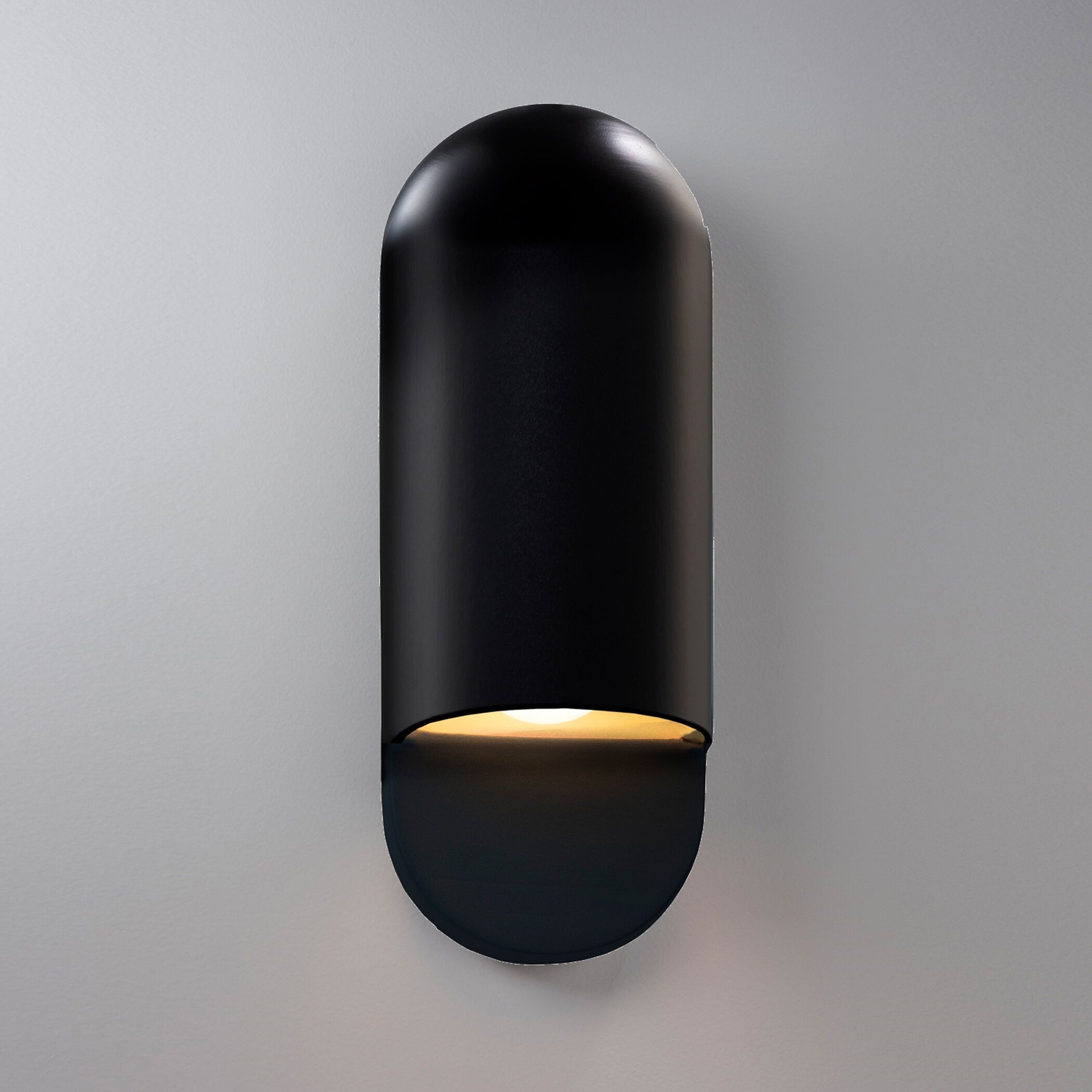 Ambiance Collection - Capsule LED 5 inch Carbon Matte Black Outdoor Wall Sconce in Dedicated LED, 4D x 14H, Form+Finish+Function