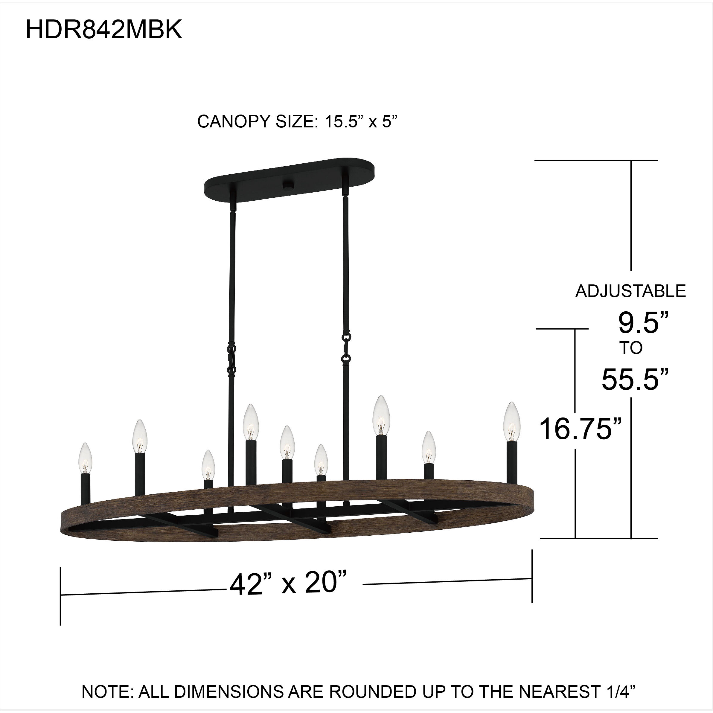 Hendrix 9 Light 42 inch Matte Black Island Light Ceiling Light