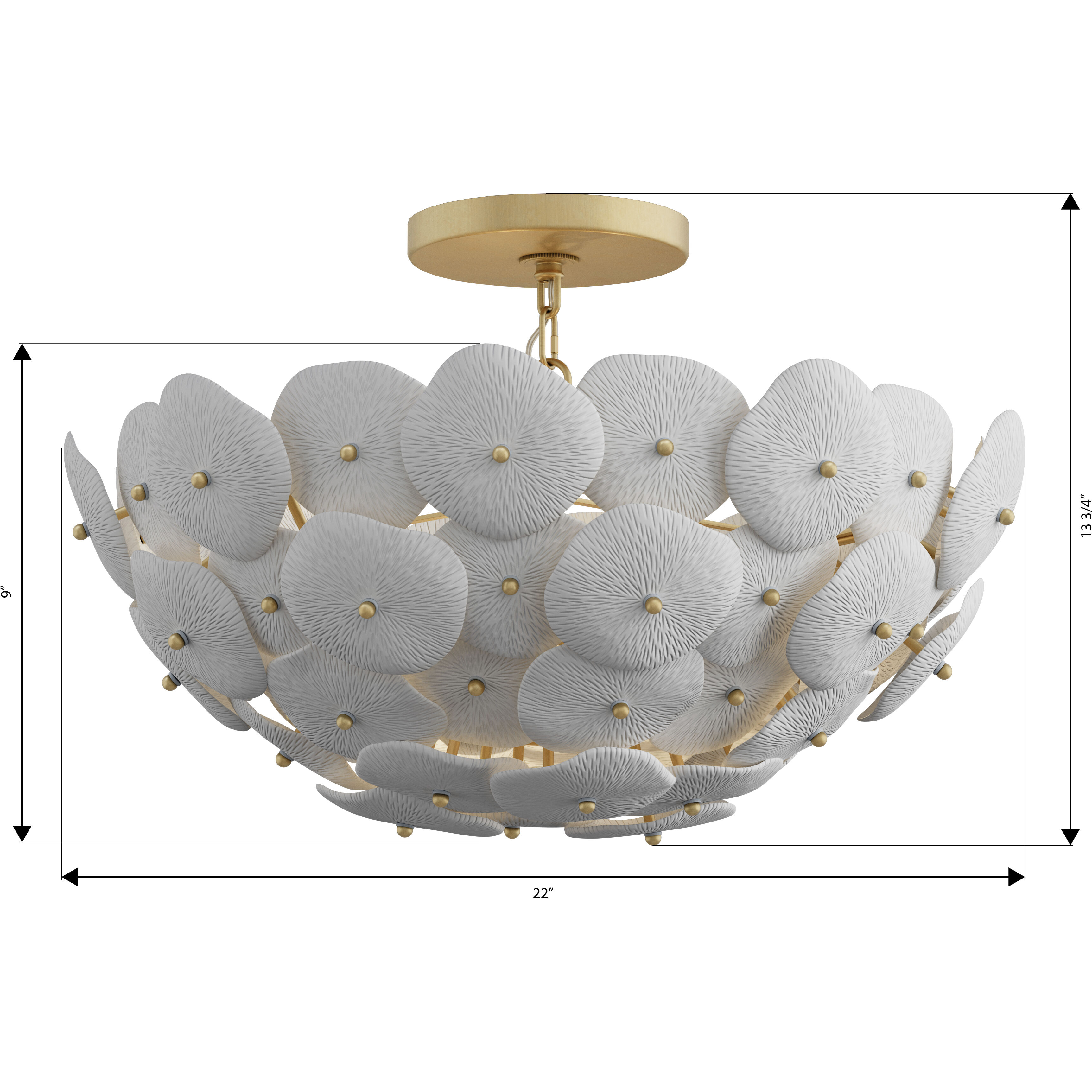 Coastlyn 3 Light 22 inch Legacy Brass Semi-Flush Mount Ceiling Light