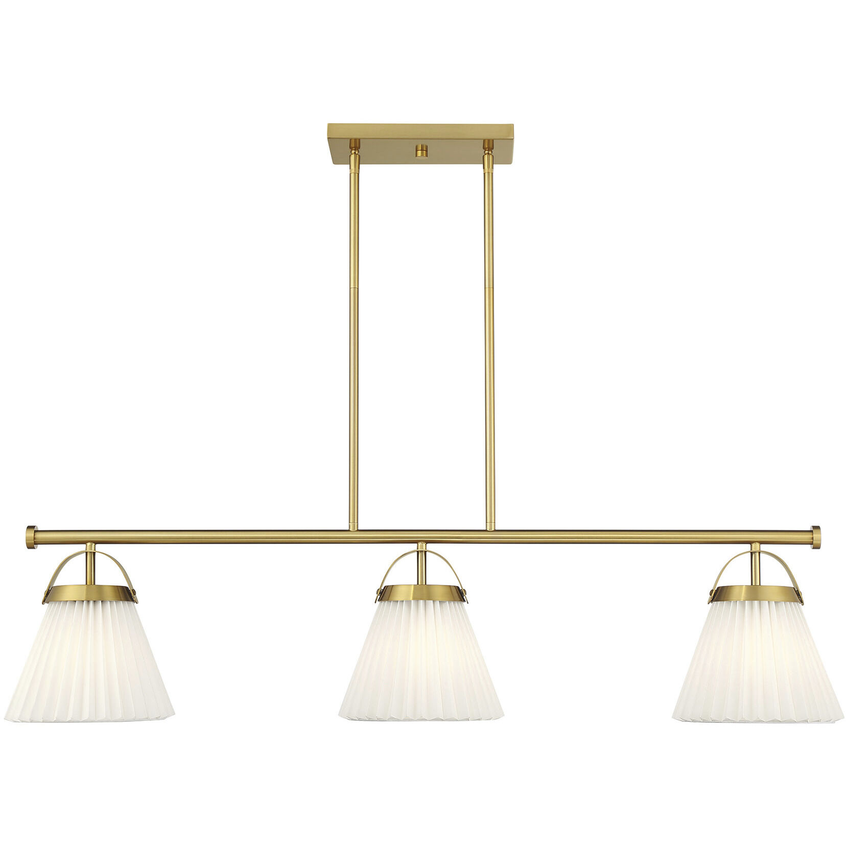 Scandinavian 3 Light 39 inch Natural Brass Linear Chandelier Ceiling Light