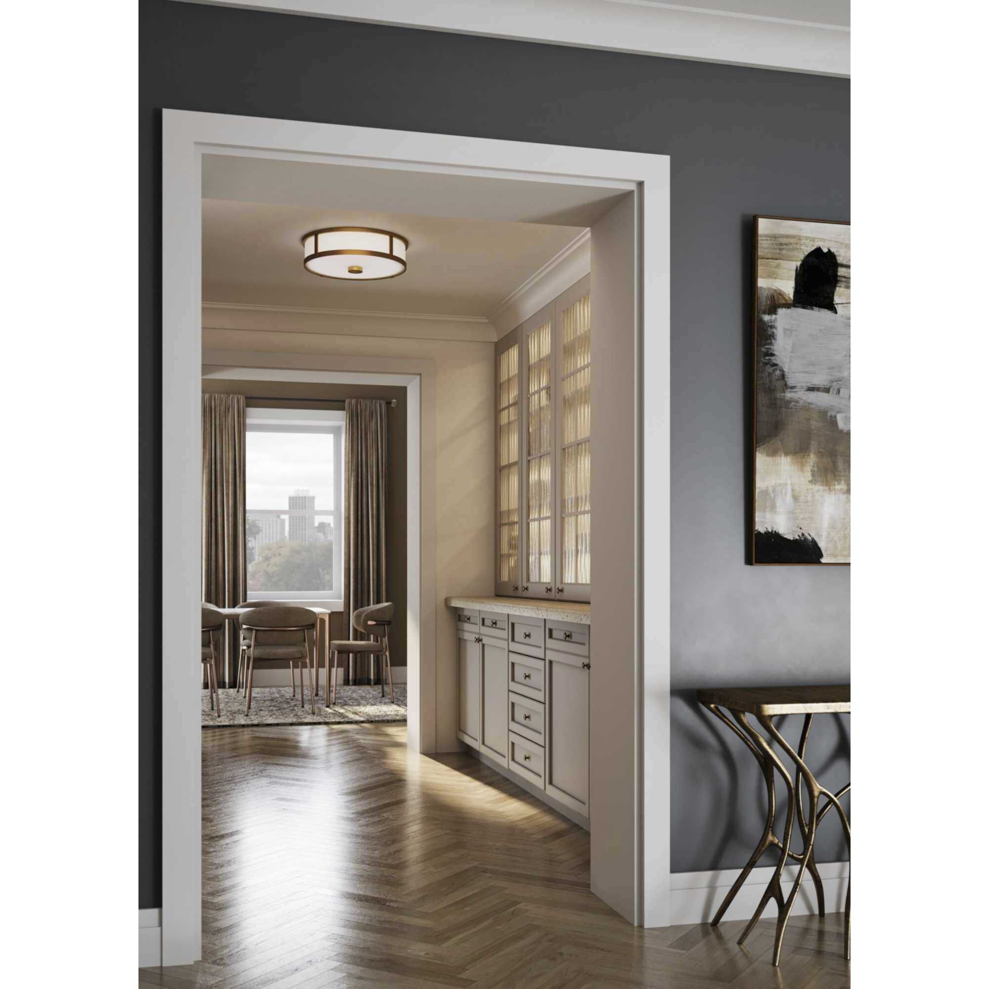 Gilliam LED 16.12 inch Vintage Brass Flush Mount Ceiling Light