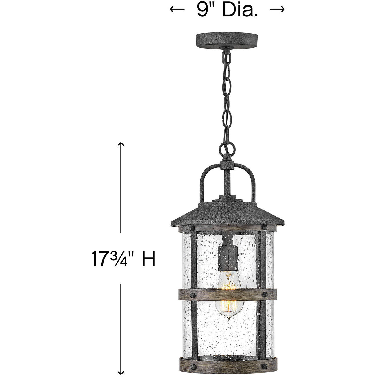 Estate Series Lakehouse 1 Light 9 inch Aged Zinc with Driftwood Gray Outdoor Hanging Lantern in Non-LED