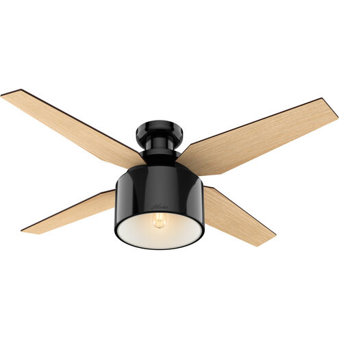 Cranbrook 52 inch Gloss Black with Mid Century Walnut/Blonde Oak Blades Ceiling Fan, Low Profile