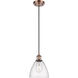 Ballston Dome LED 7.5 inch Antique Copper Mini Pendant Ceiling Light in Seedy Glass, Black Textured