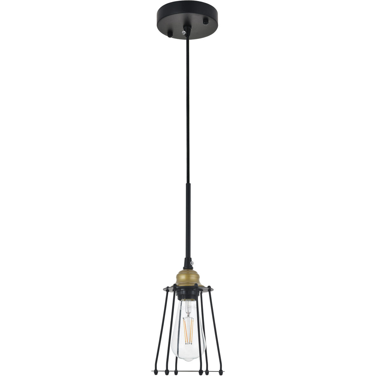 Auspice 1 Light 5.3 inch Brass and Black Pendant Ceiling Light