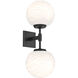 Gaia LED Matte Black Sconce Wall Light in 3000K LED, Opal White