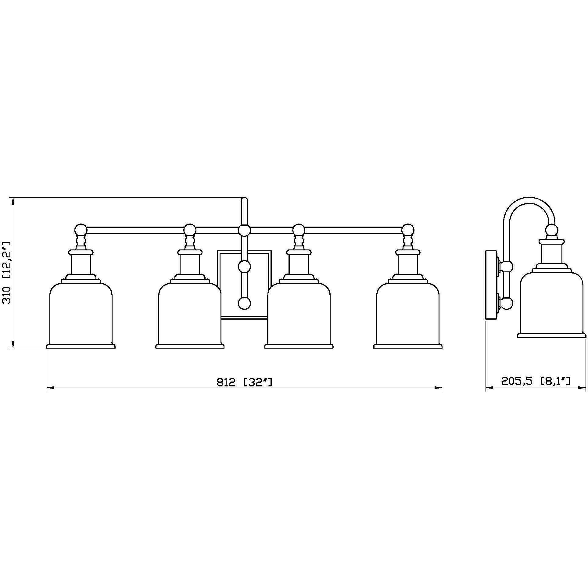 Bryant 4 Light 32 inch Chrome Vanity Wall Light