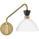 Simon 1 Light 8 inch Black with Heritage Brass Sconce Wall Light in Cased Opal