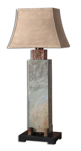 Slate Tall 37 inch 100 watt The Base Is Made Of Real Hand Carved Slate Table Lamp Portable Light