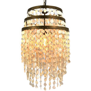 Bodhi 1 Light 16 inch Natural Shell and Brass with Pearlescent Chandelier Ceiling Light