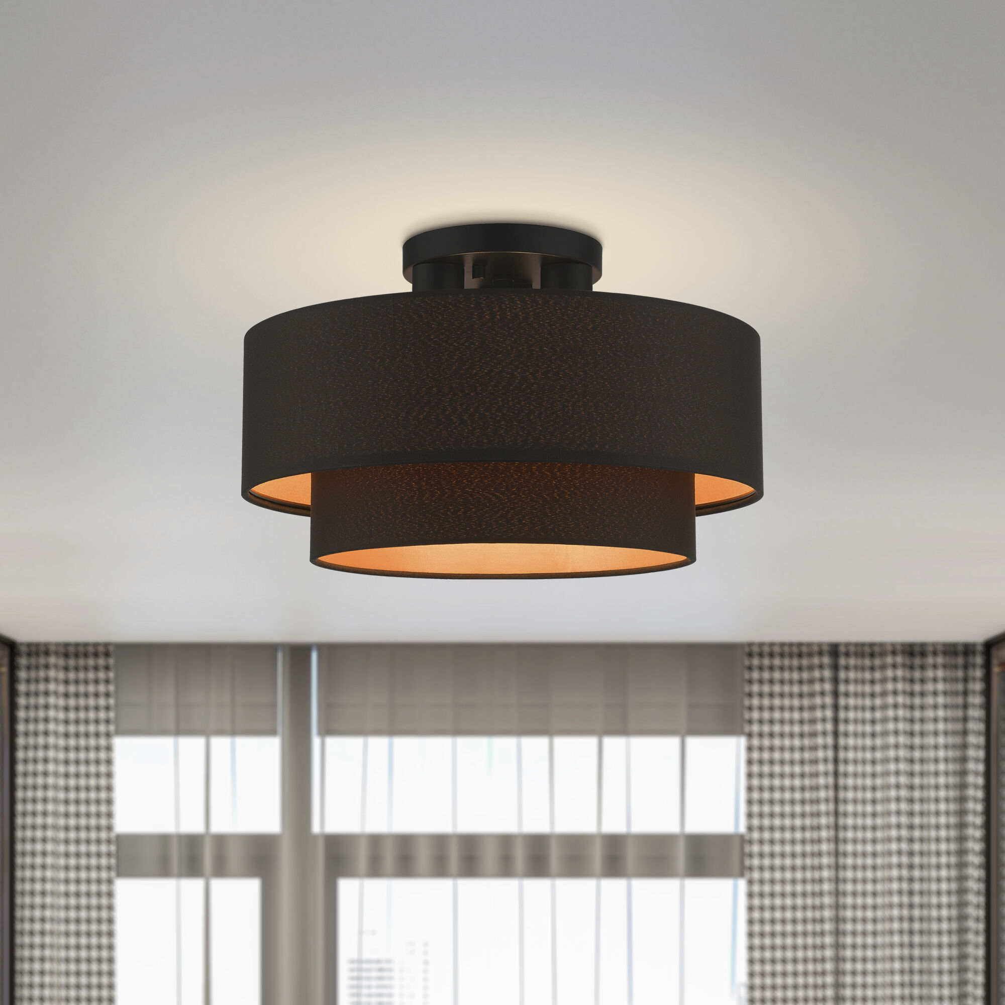Sentosa 3 Light 15 inch Black Semi Flush Mount Ceiling Light, Large