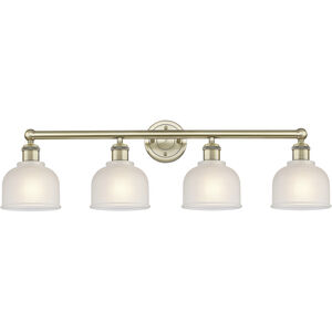 Dayton 4 Light 32.5 inch Antique Brass and White Bath Vanity Light Wall Light
