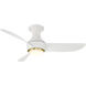 Corona 44 inch Soft Brass Matte White with Matte White Blades Flush Mount Ceiling Fan in 3500K, Soft Brass and Matte White