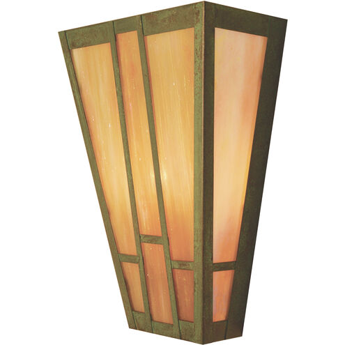 Asheville 2 Light 12 inch Verdigris Patina Wall Mount Wall Light in White Opalescent