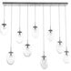 Meteo LED LED Burnished Bronze Linear Pendant Ceiling Light in 2700K LED, Floret Inner - Clear Outer, Multi-Pendant