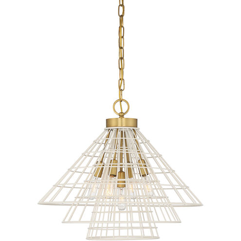 Lenox 5 Light 20.5 inch White with Warm Brass Accents Pendant Ceiling Light in White/Warm Brass