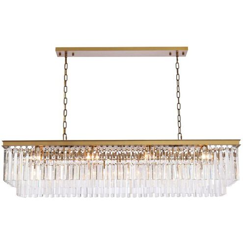 Sydney 12 Light 60 inch Satin Gold Linear Chandelier Ceiling Light in Clear